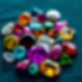 A stunning array of colorful gemstones displayed on a velvet background
