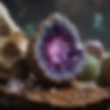 Geodes in Their Natural Geological Environment Geodes displayed in a natural setting, highlighting their geological context