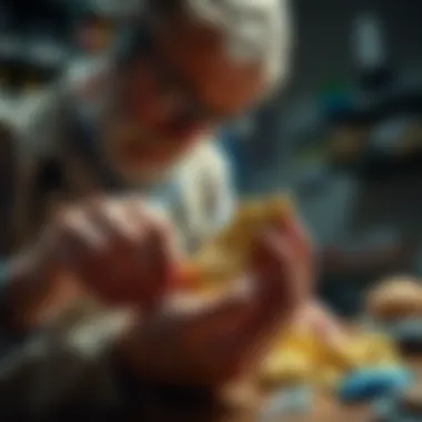 Evaluating Gold Nugget Authenticity An expert examining the authenticity of a gold nugget