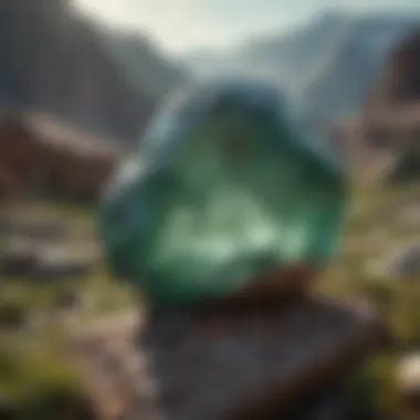 Natural Habitat of Green Minerals A serene landscape where green minerals are naturally found, illustrating their geological context within the earth