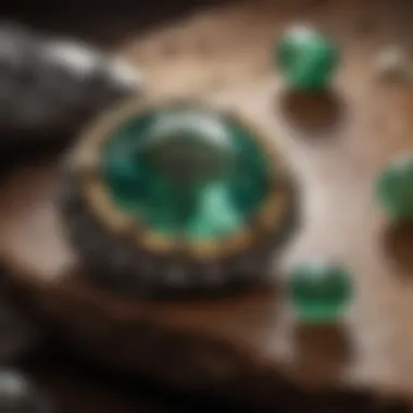 An artisan meticulously crafting jewelry from green gemstones, emphasizing the craftsmanship and artistry involved