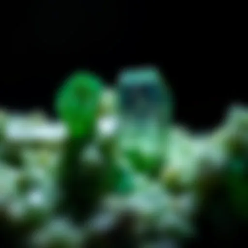 A stunning close-up of a green mineral showcasing its crystalline structure.