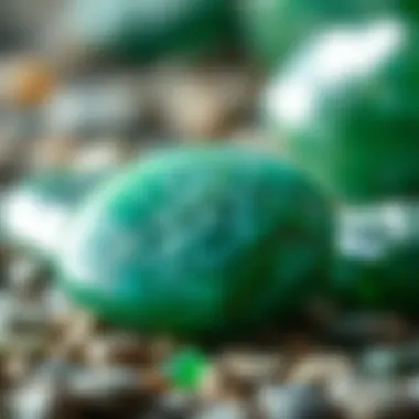 A close-up of a polished green aventurine stone with a glossy finish