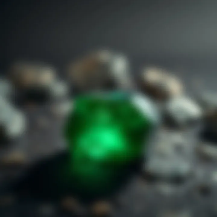 Emerald green jade stone reflecting light and texture