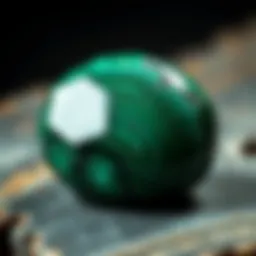 Glistening malachite stone with intricate patterns