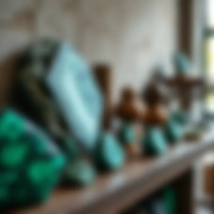 Historical Significance of Malachite Historical malachite artifacts displayed on a shelf
