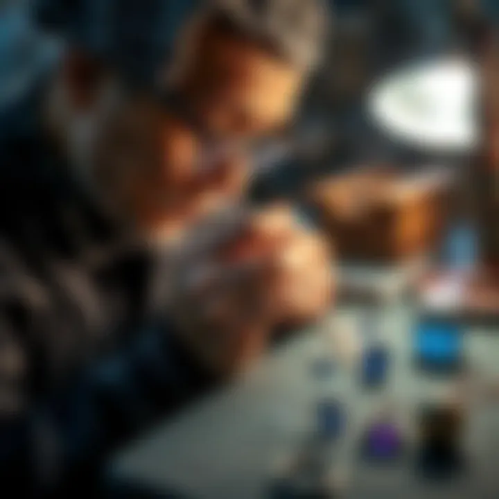 Craftsmanship in Jewelry Creation An artisan meticulously crafting jewelry using Montana sapphires, highlighting the skill involved.