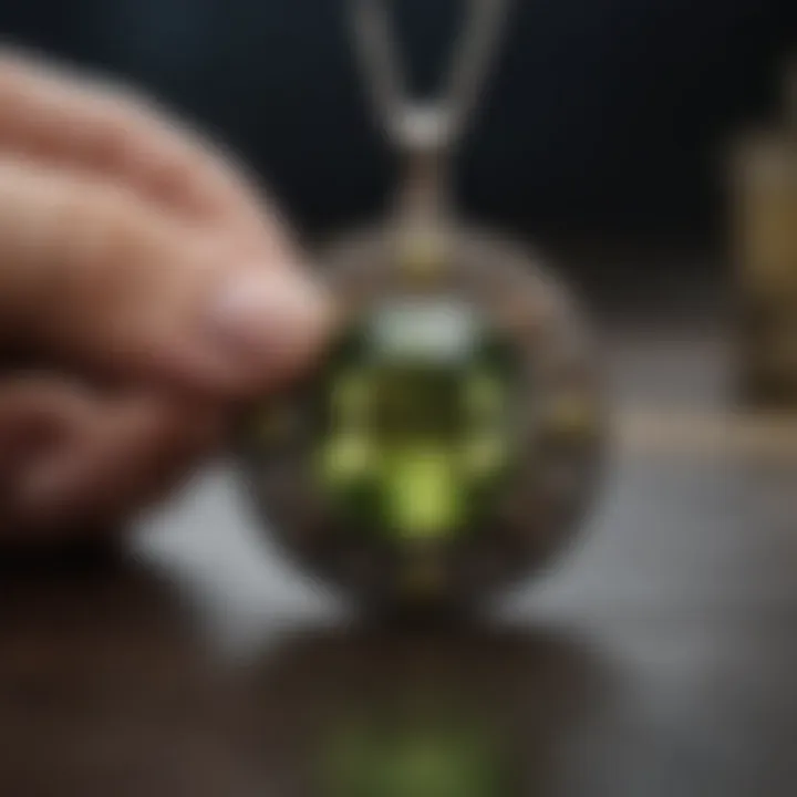 Artisan crafting a peridotite pendant with intricate details