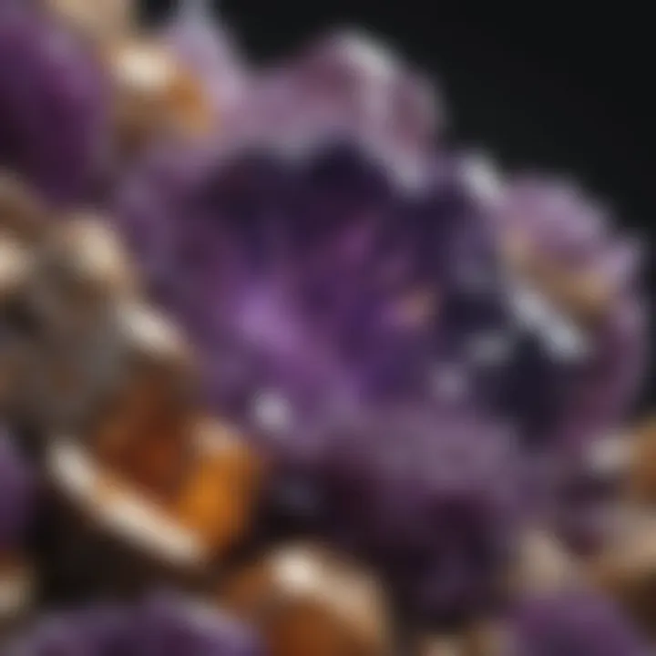 Close-up of a vibrant amethyst cluster showcasing its natural beauty and intricate formations