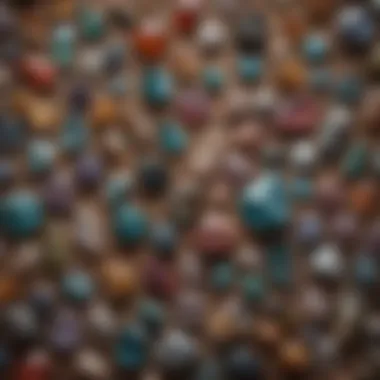 Diverse Crystal Collection A collection of diverse crystals arranged artfully on a wooden surface, highlighting their various textures and colors