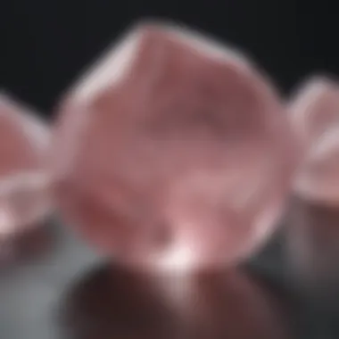 A polished rose quartz stone reflecting light, symbolizing love and emotional healing