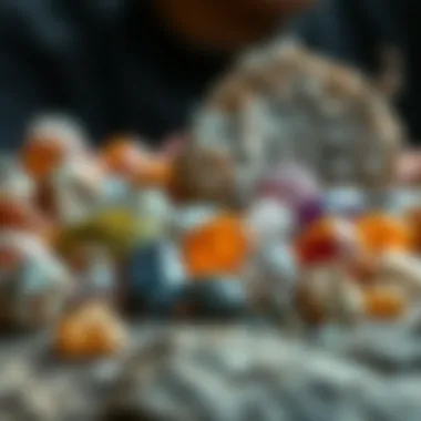 An aesthetically arranged display of various raw gemstones in natural settings