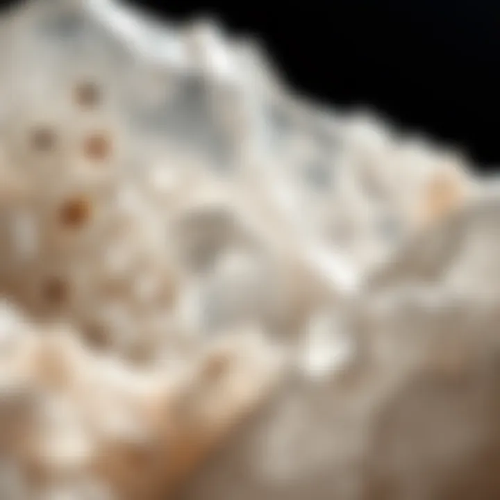 Close-up of a sparkling quartz crystal revealing intricate internal structures