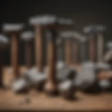 Diverse Types of Rock Hammers A variety of rock hammers displayed on a wooden table, showcasing styles and features