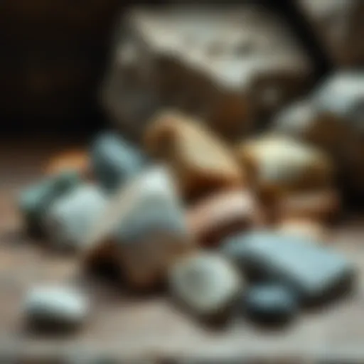 A collection of polished rocks displayed beautifully on a natural wooden surface