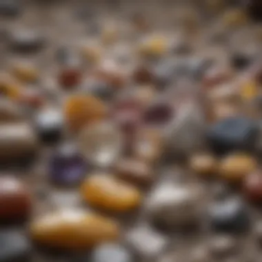 Varieties of Scapolite in Nature A variety of scapolite stones displayed in a natural setting, highlighting their different hues