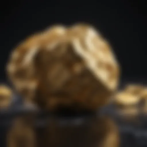 A stunning gold nugget on a dark background