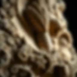 Close-up of intricate stone carving detailing