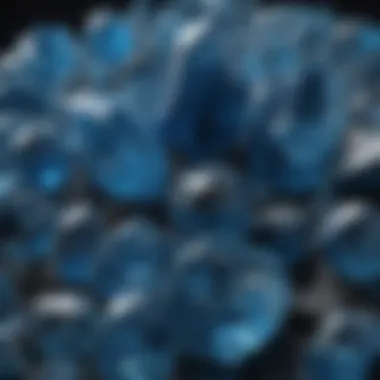 Close-up of various blue crystal types highlighting their unique formations