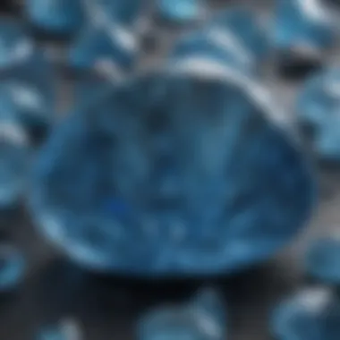 Healing Properties of Clear Blue Crystals An artistic representation of clear blue crystals with healing symbols surrounding them