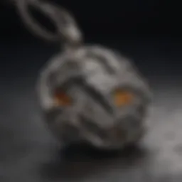 A stunning close-up of a meteorite pendant showcasing its intricate textures.
