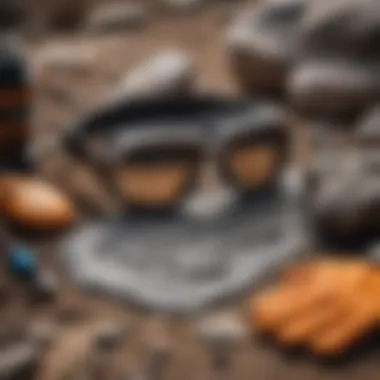 Safety Measures for Rock Engraving Safety gear including goggles and gloves for rock engraving