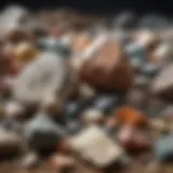 Close-up of various rock types
