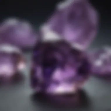 Close-up of a beautifully cut amethyst gemstone reflecting light