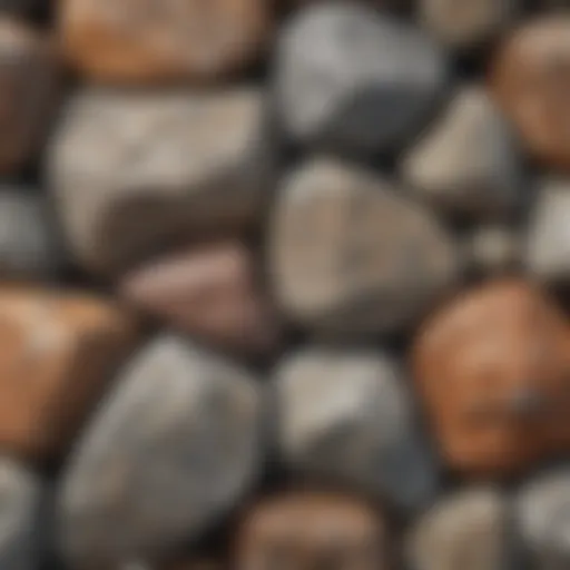 Close-up view of various granite rock types showcasing their unique patterns and colors