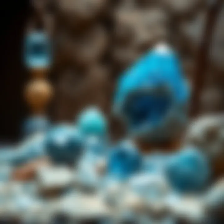 Cultural symbolism of blue crystal stones represented through ancient artifacts