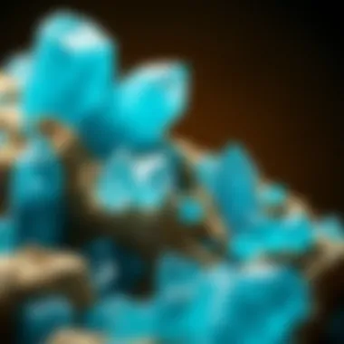 Geological formation of blue crystal stones showcasing their natural beauty