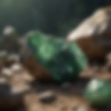 Natural Green Mineral Formation A geological formation featuring green minerals in their natural setting