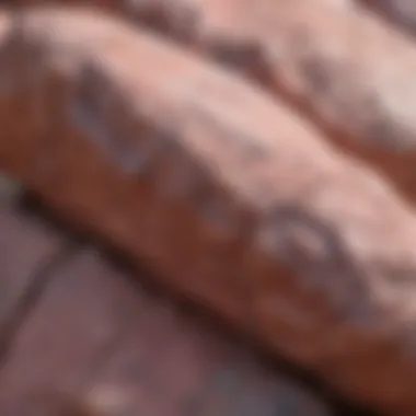 A close-up view of a pink granite rock showcasing its sparkling mineral texture.