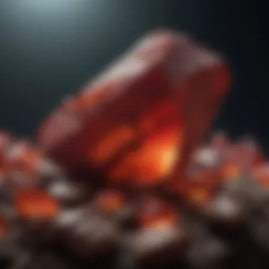 An artistic representation of the cultural significance of red minerals in various traditions