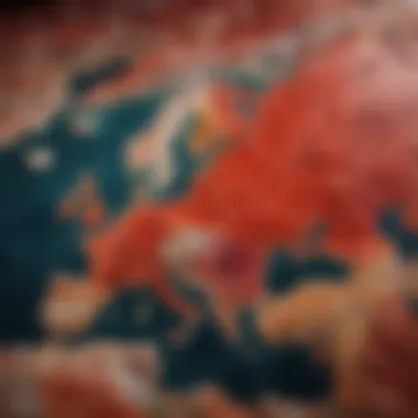 Global Distribution of Red Minerals A geological map illustrating the locations where red minerals can be found across the globe