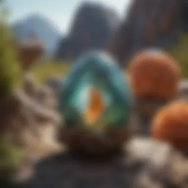 Artistic Representation of Dragon Egg Geodes in Nature An artist's representation of dragon egg geodes in a natural setting.