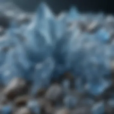 Different types of pale blue crystals displayed together