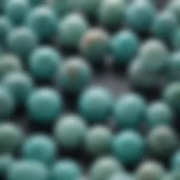 Close-up view of polished amazonite beads showcasing their vibrant colors and unique textures.