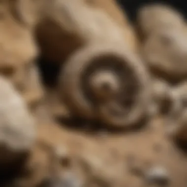 Detailed view of fossil specimens uncovered from a dig kit