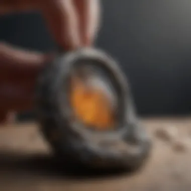 A craftsman skillfully creating a piece of fossil jewelry