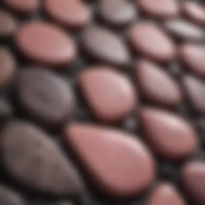 Close-up view of pink stone with intricate patterns