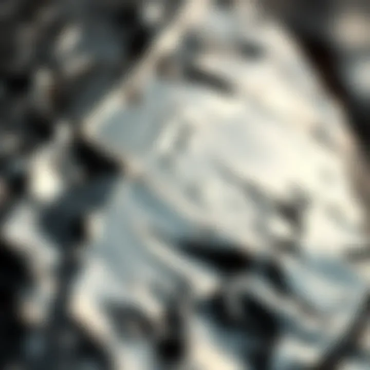 A close-up view of polished iron showcasing its reflective surface and intricate texture