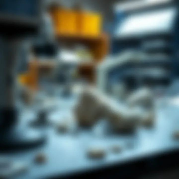 Analyzing Rocks in a Geological Laboratory A laboratory setting where rocks are analyzed under scientific equipment