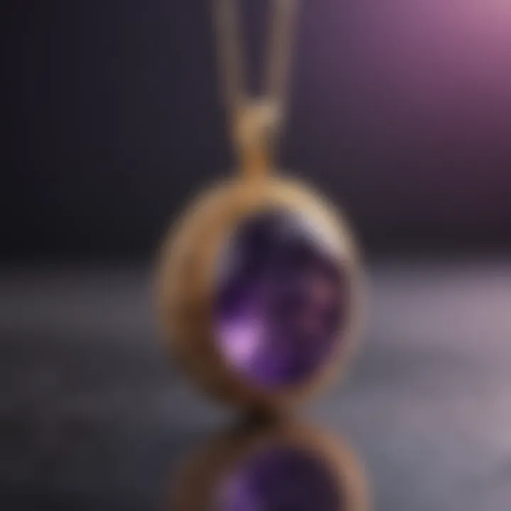 A beautifully crafted amethyst pendant set against a soft background