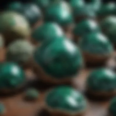 Diversity of Malachite Geodes Comparison of malachite geodes of varying sizes, highlighting their natural beauty and diversity