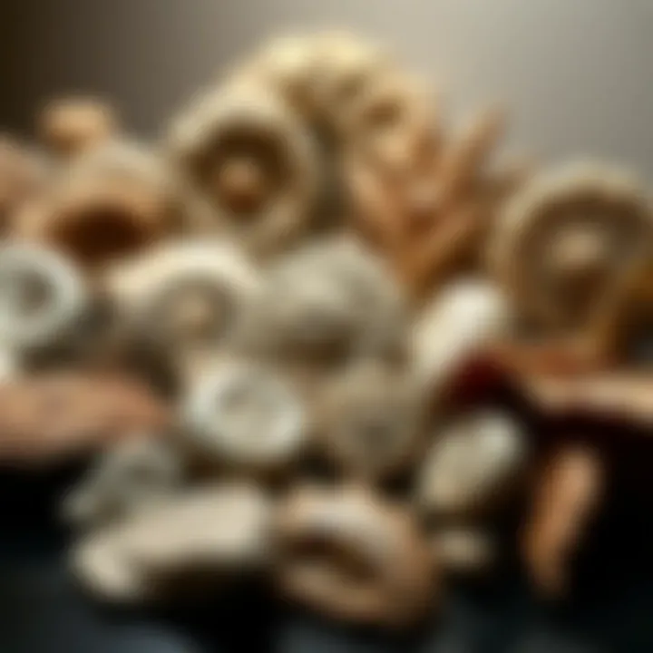 Diverse Collection of Plant Fossils Collection of diverse plant fossils displayed elegantly
