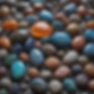 Close-up of opal stones with unique color play