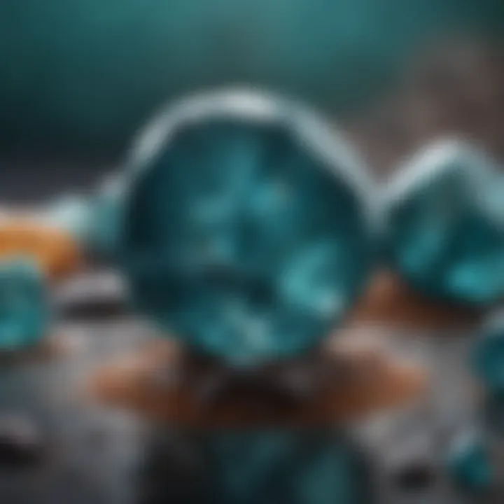 A mineral collection featuring the mesmerizing hues of Grandidierite, set against an elegant backdrop.
