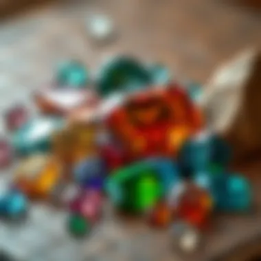 A Collector's Dream: The Rarest Gemstones An array of rare gemstones displayed to emphasize their rarity and beauty