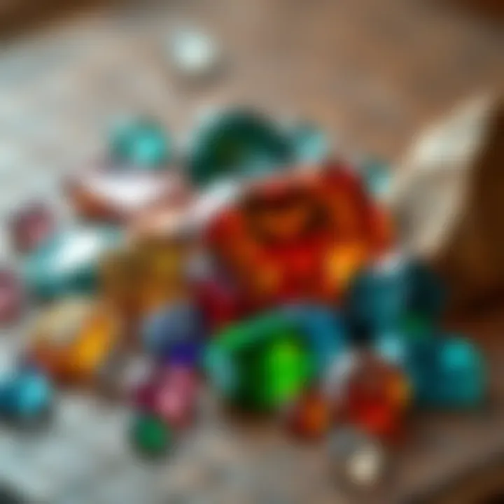 A Collector's Dream: The Rarest Gemstones An array of rare gemstones displayed to emphasize their rarity and beauty